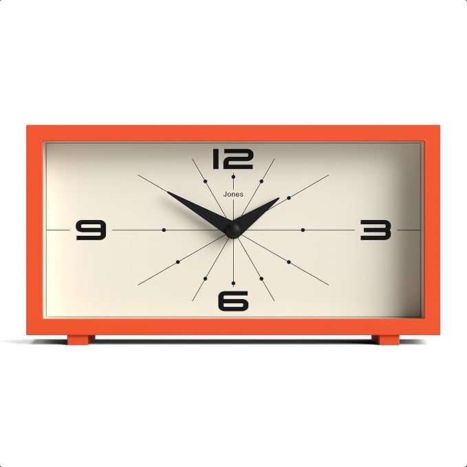 JONES CLOCKS® Odeon Desk Clock | Modern Rectangular Design | Orange | Stylish by JONESCLOCKS