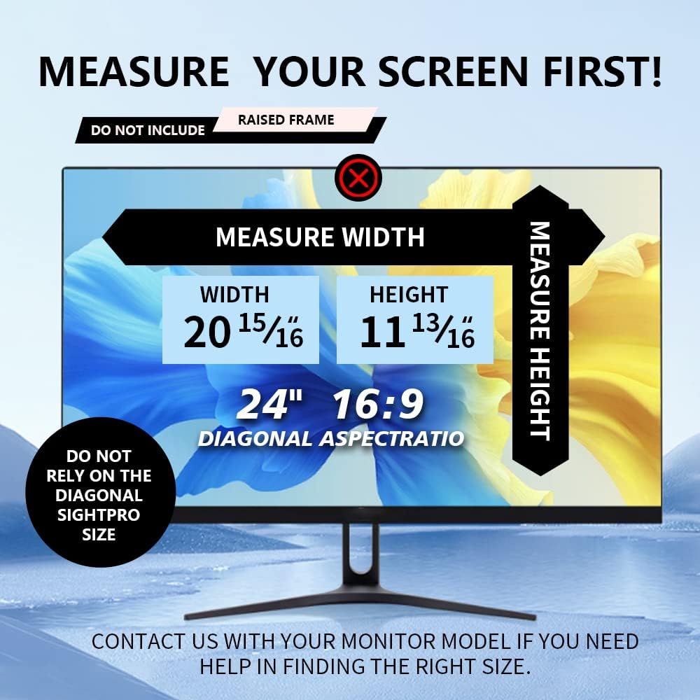 [3 Pack] Computer Privacy Screen 24 Inch for 16:9 Widescreen Monitor, Removable Eye Protection Anti Glare Blue Light Computer Screen Privacy Shield, Data Confidentiality Shield Privacy Screen 24 in