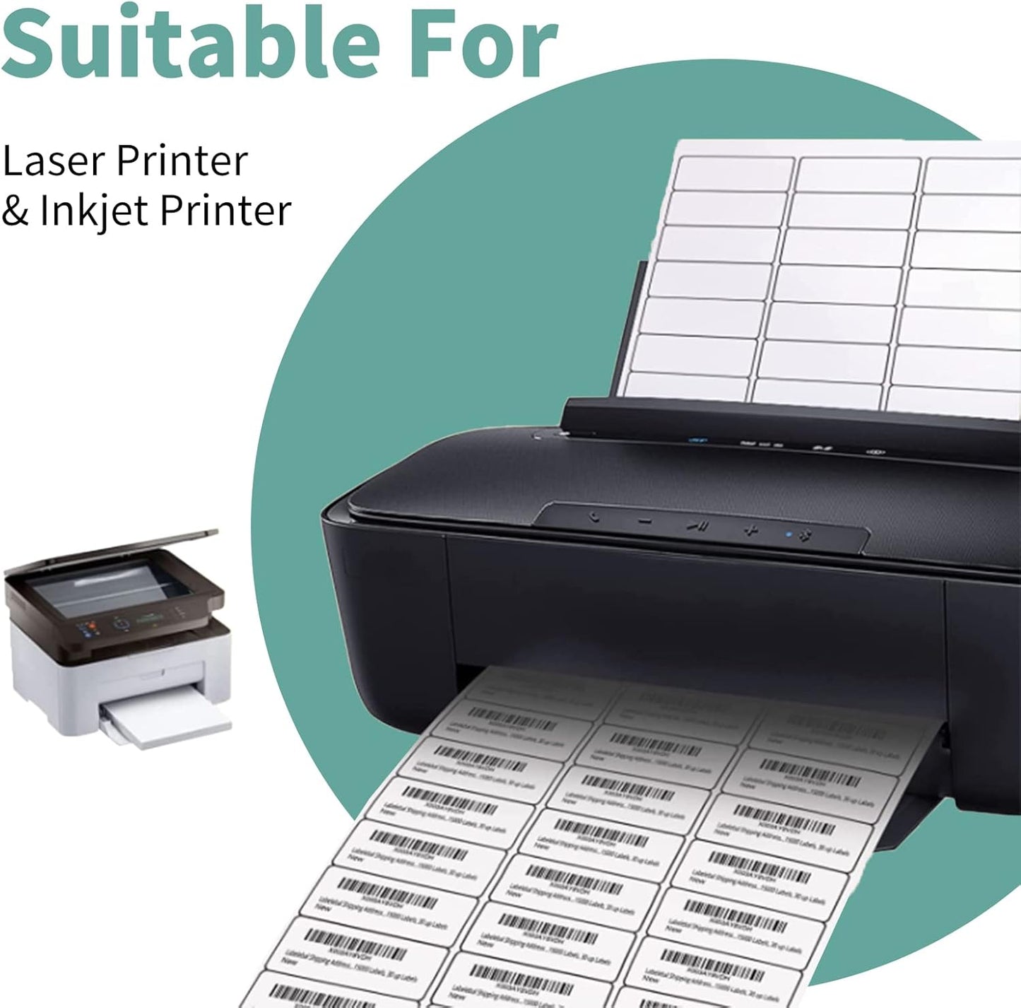 1" x 2-5/8" Shipping Address Labels, 6000 Labels FBA Barcode Sticker, 200 Sheets 30 Per Page Mailing Label for Laser/Inkjet Printers