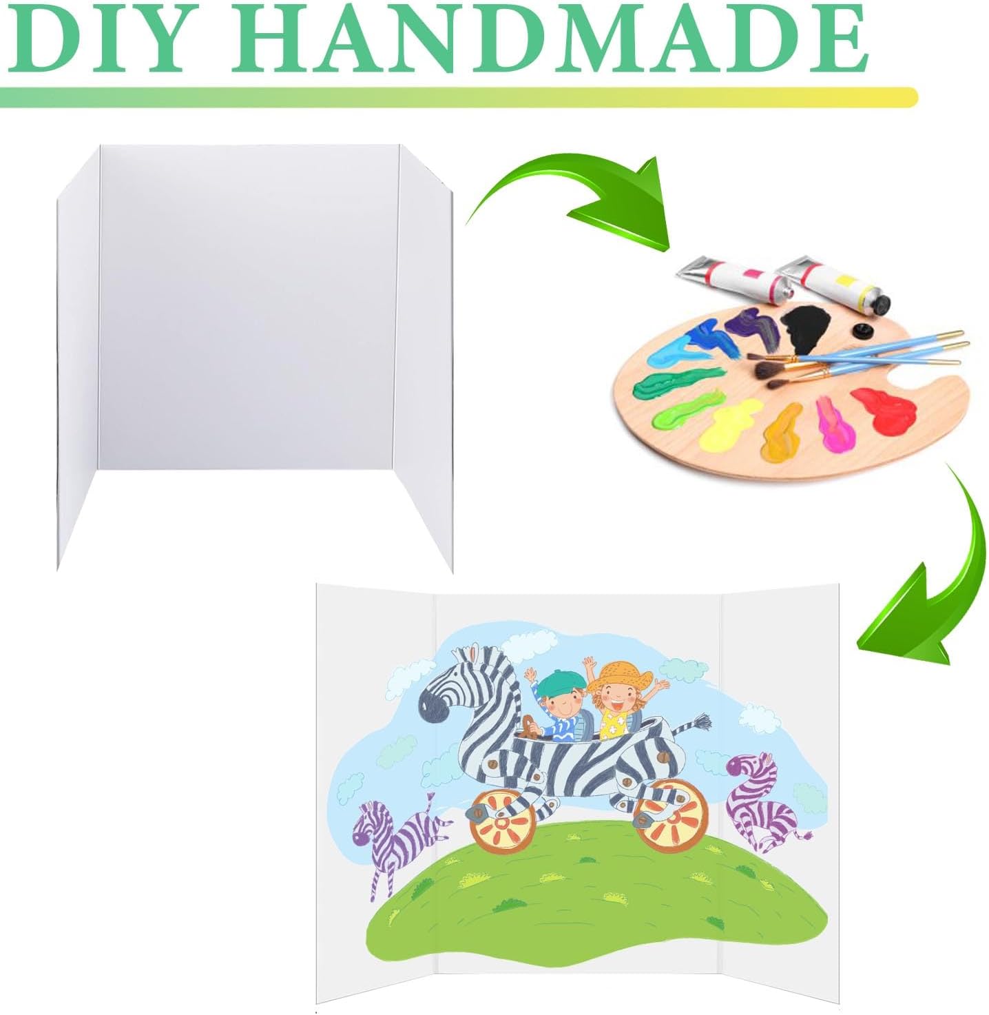 Medium Trifold Poster Board, 24 x 16inches Poster Board with Double Sided Tapes and Cardboard, Corrugated Presentation,Science Fair Display Boards for School Project, Science Fair, Business