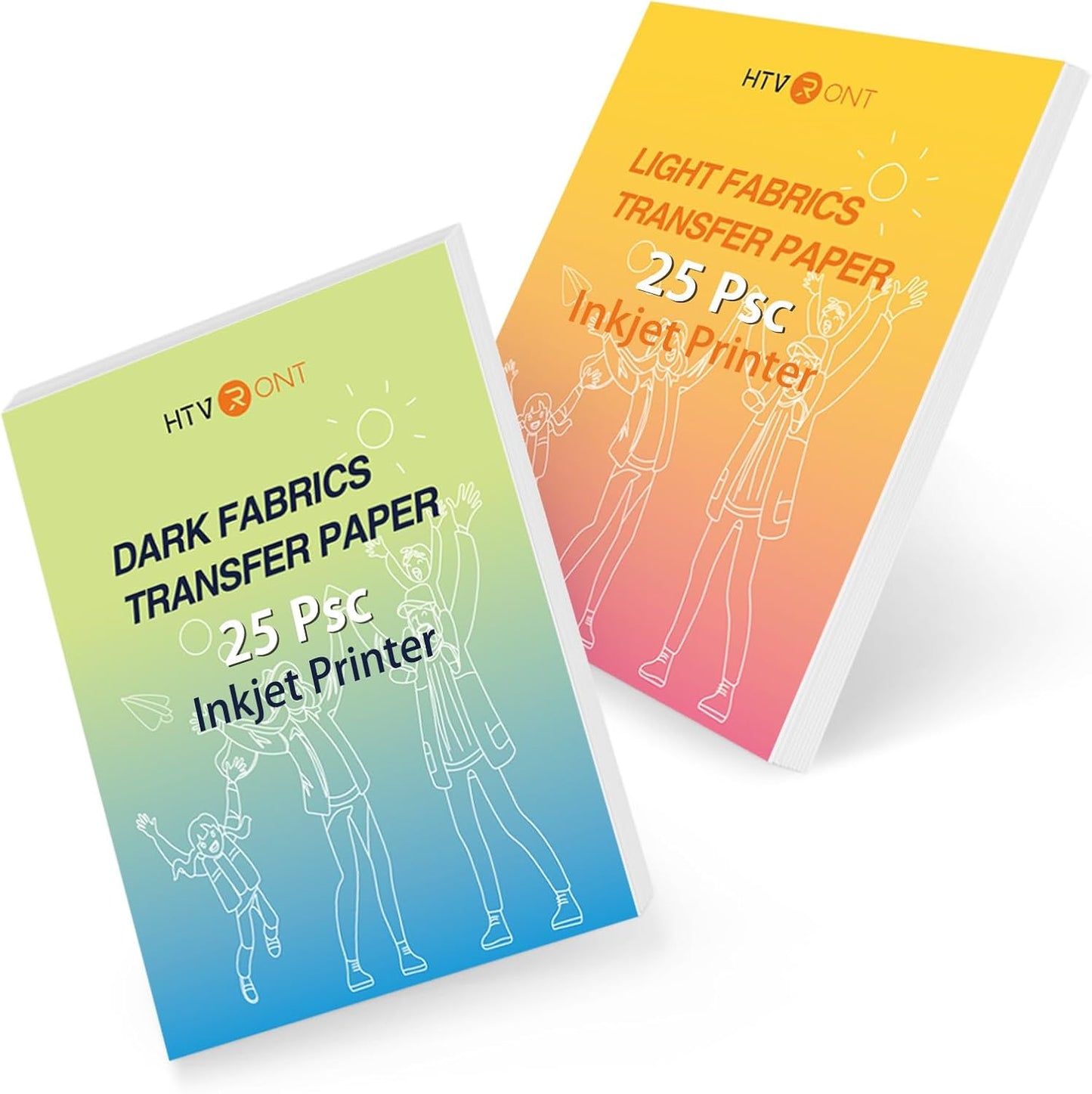 HTVRONT Heat Transfer Paper for T Shirts - 50 Pack Mixed Light & Dark Iron on Transfer Paper,8.5" x 11" Printable Heat Transfer Vinyl for Inkjet Printer, Durable & Easy to Use