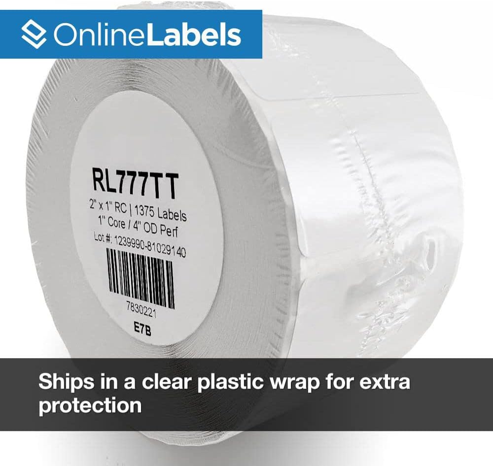 2 x 1 Labels for Thermal Transfer Printers - 1 Inch Core - Permanent Adhesive - Barcode, Inventory, Address Labels - 1,375 Labels, 1 Roll - Online Labels