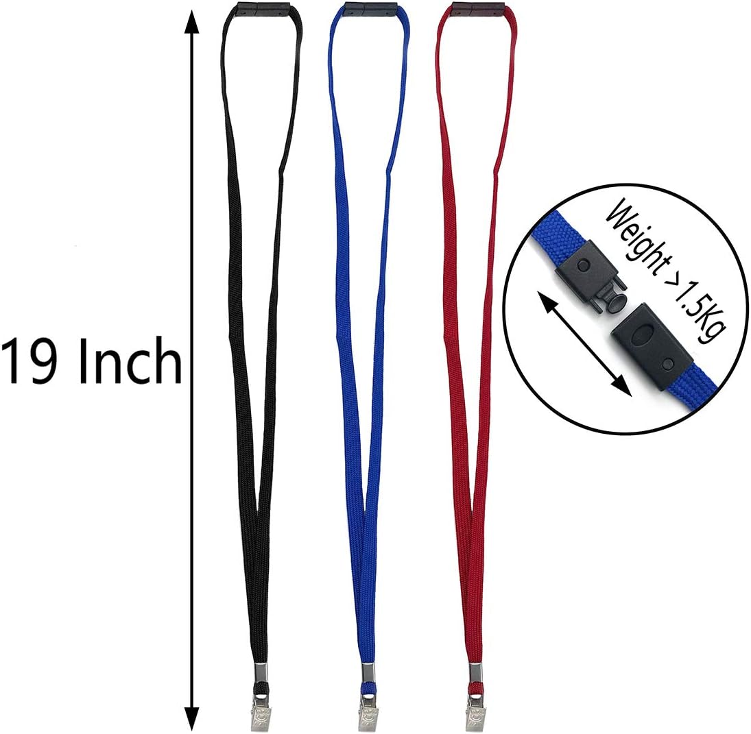 Bird Fiy Lanyards Breakaway Bulk Red Lanyards Neck Flat Safety Badge Lanyard Bulldog Clip (Red, 25 PCS)