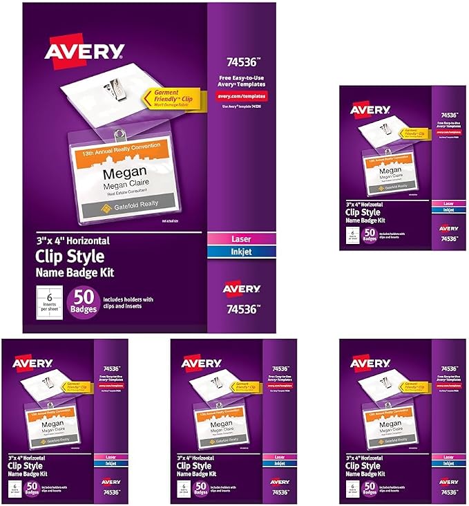 Avery Customizable Name Badges, Clip Style by Avery