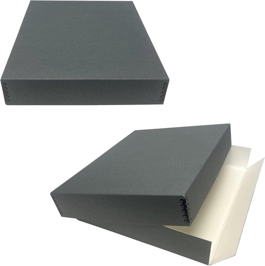Lineco Museum Archival Storage Box, 14.75x18.75x3 in. Drop Front Design. Acid-Free with Metal Edge. Organize Photos, Pictures, Prints, Documents, Crafts, DIY. Gray, 2 Pack