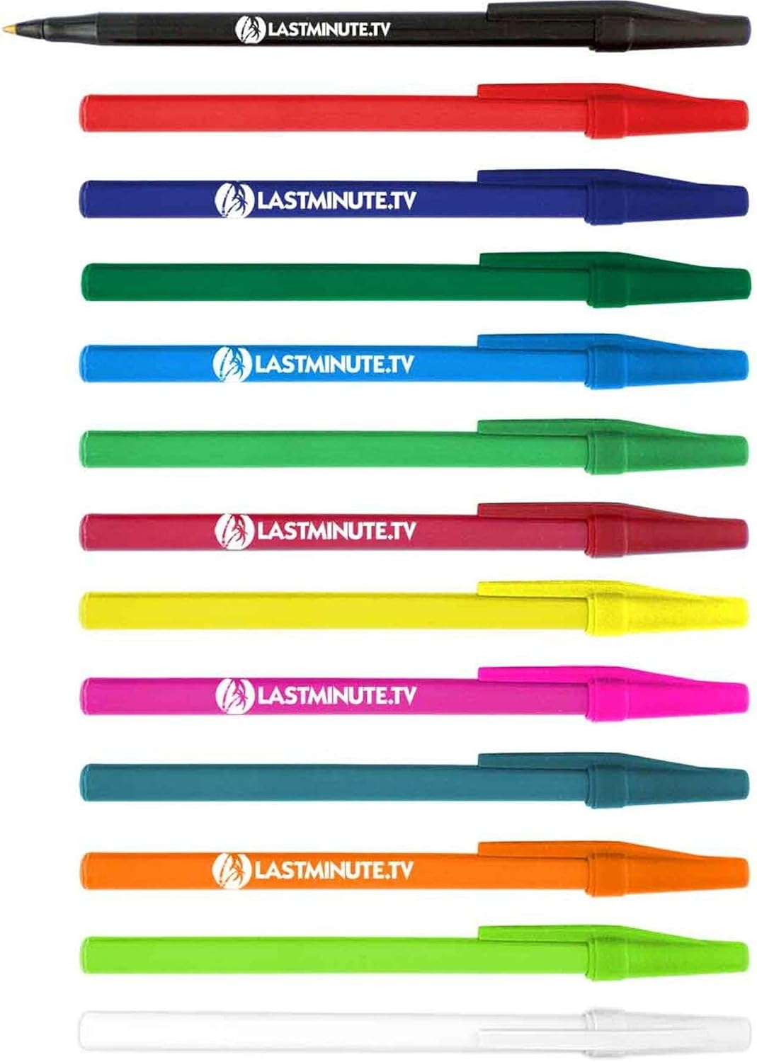 Personalized Stick Pens With your Custom Logo or Text-500 Pack Bulk-for Businesses, Parties, and Events, Custom Printed Slim Ballpoint Pens Colored with Cap, Blue, Black Ink