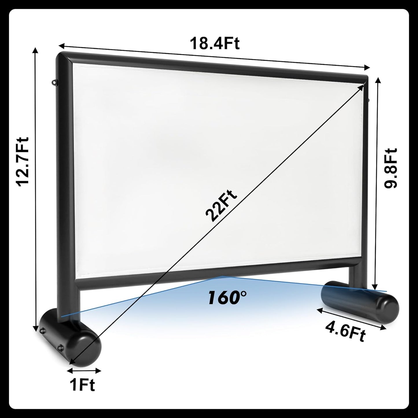 Inflatable Projector Screen, 22ft PVC Upgraded Inflatable Movie Screen Outdoor Airtight Design with High Power Air Pump for Outdoor/Indoor - Does Not Require Continuous Inflation