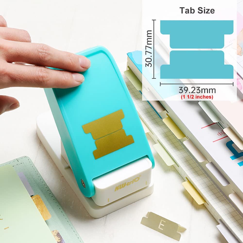Tab Punch DIY Index Tabs Puncher Tag Punch Paper Punch for Scrapbooking, Journaling Tabs, Bible Tabs, Book Tabs, Planner Inserts and More Projects (Tab Punch), Cyan