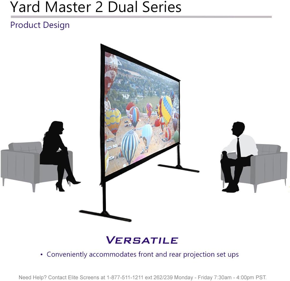 Elite Screens Yard Master 2 DUAL Projector Screen, 120-INCH 16:9, Front and Rear 4K/8K Ultra HD, Active 3D, HDR Ready Indoor and Outdoor Projection, OMS120H2-Dual |US Based Company 2-YEAR WARRANTY