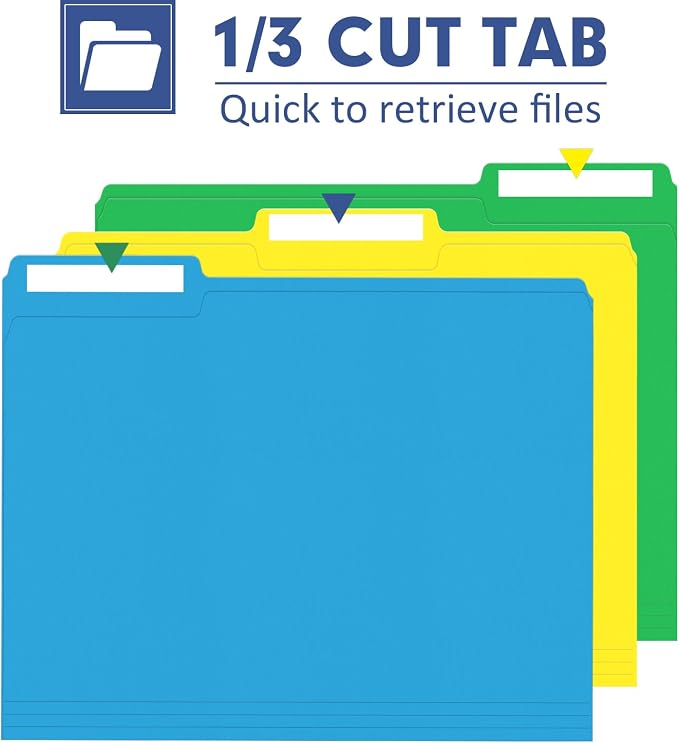 File Folder, PANDRI 270 Pack Colored File Folder, 1/3 Cut Tabs, Letter Size - Image 3