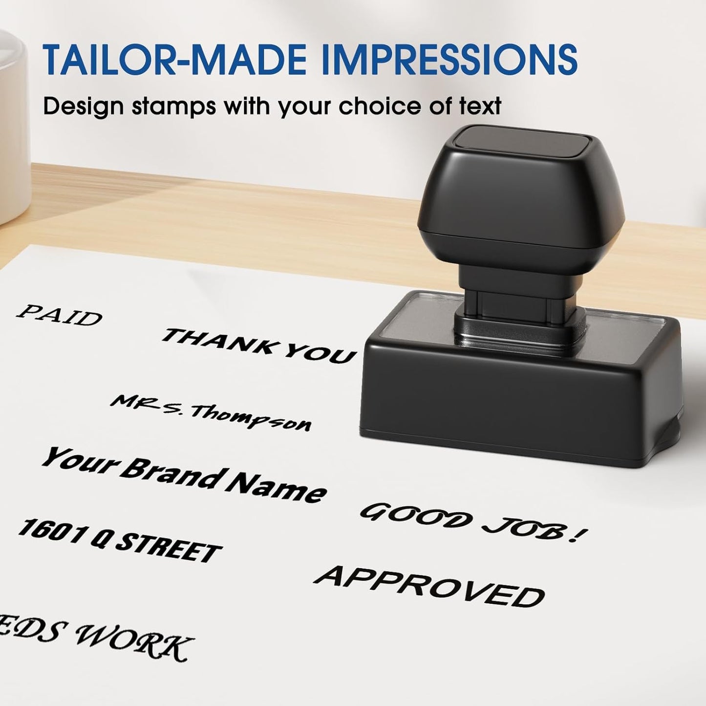 Self Inking Custom Name Stamp - Personalized 1 Line Stamp for Office, Teacher, Business Label with Clear, Consistent Impressions & Effortless Stamping