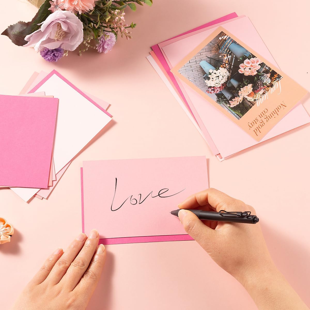 50 Sheets Colored Cardstock Paper 5 Colors, 250 GSM Heavy Card Stock for DIY Art Projects, Cards (Pink, 5x7)