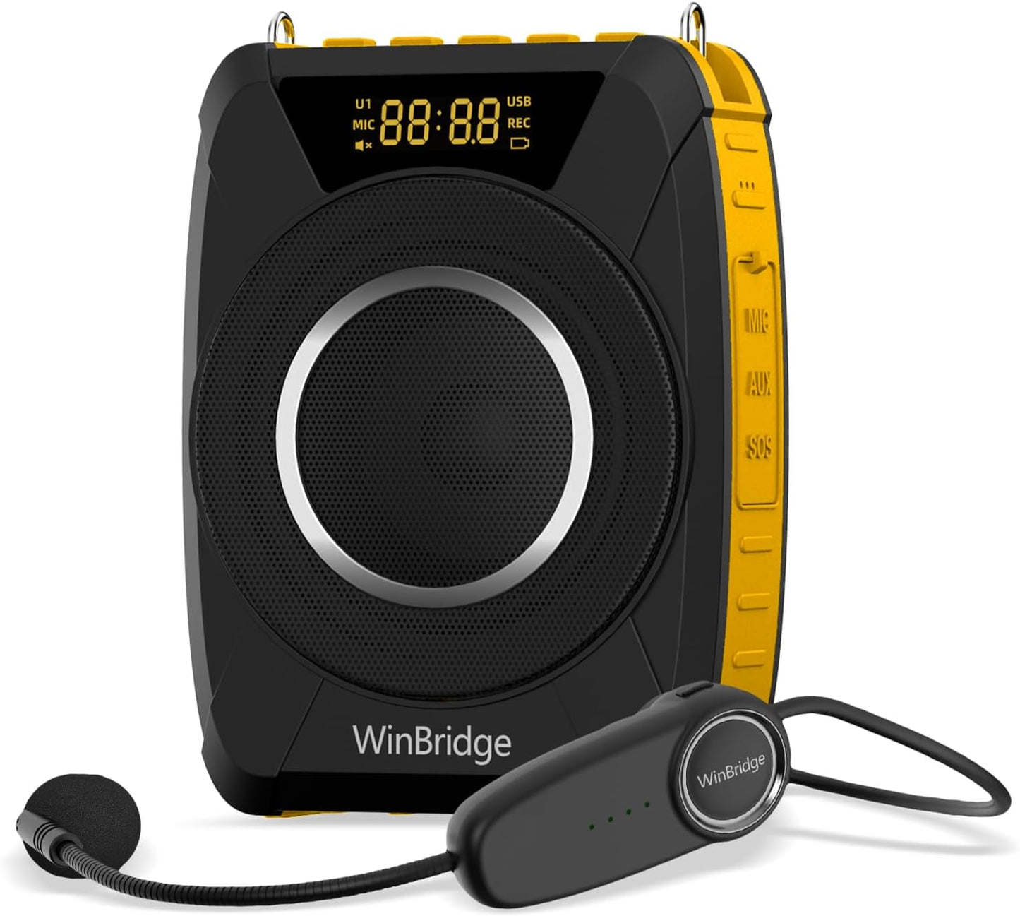 Voice Amplifier with Wireless Microphone Headset – Waterproof Portable Speaker Microphone with TWS Stereo, SOS, Recording – Rechargeable Bluetooth 5.0 PA System for Teachers, Coaches, Tour Guides