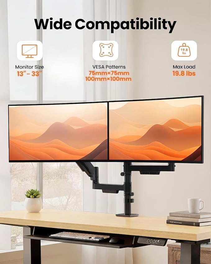 ErGear Dual Monitor Stand, Stacked Monitor Mount - Image 2