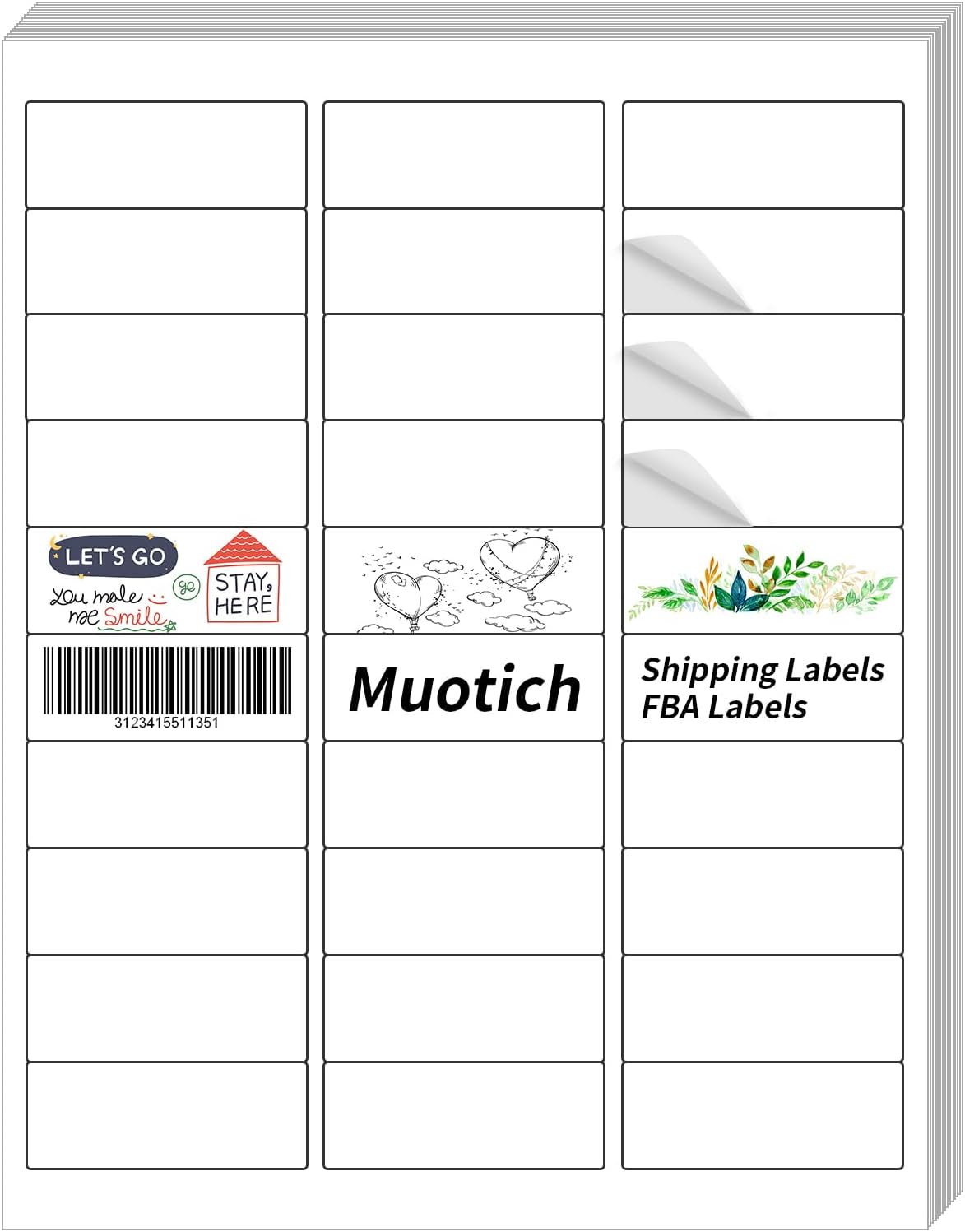 1500 Labels Address Label Sticker for Laser & Inkjet Printer 50 Sheets, 1" x 2-5/8" White Blank Printable Shipping Address Labels, Strong Adhesive for FBA Label, Easy to Peel