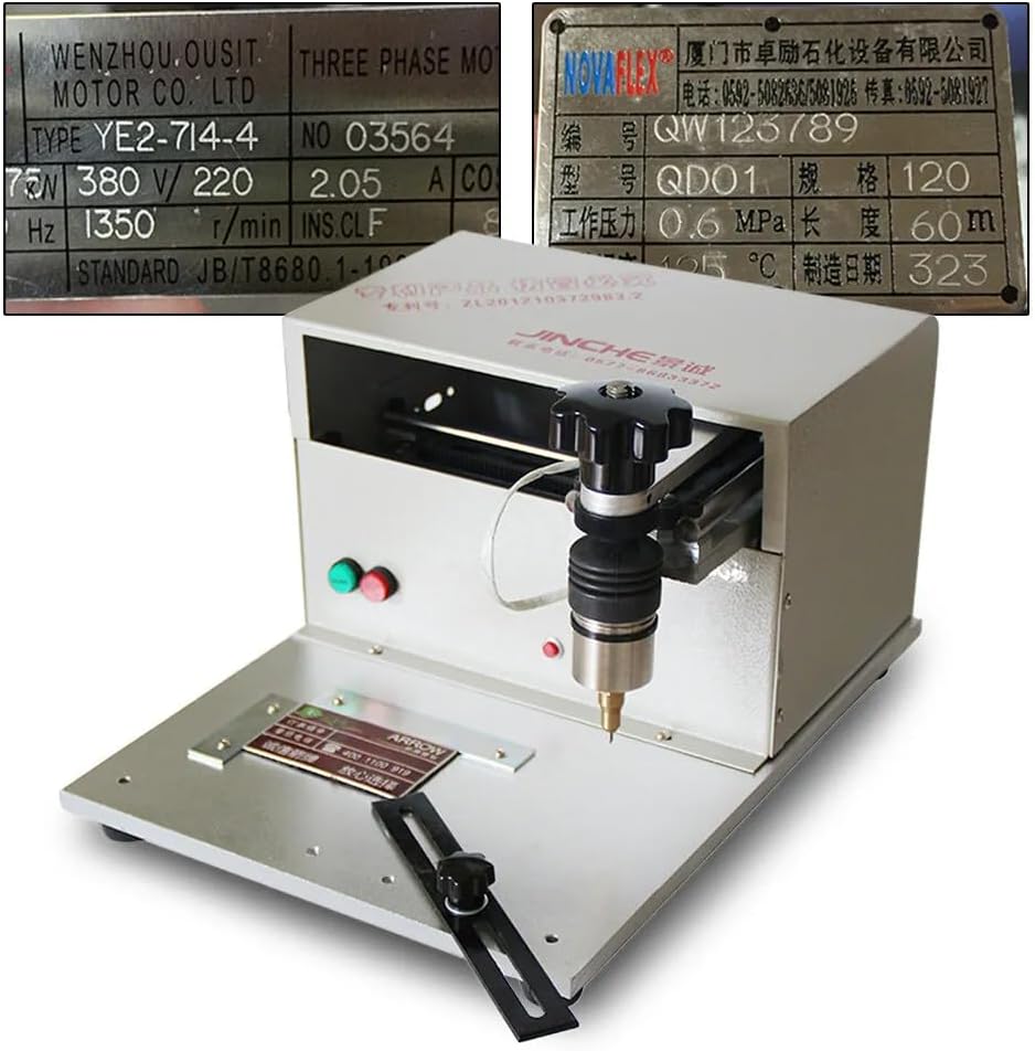 Metal Engraving Machine,Electric Marking Machine Desktop Dot Peen Nameplate Tags Label Marking Engraver,110V 170x100mm Dot Peen Engraving for Nameplate Label Tags Number Letter