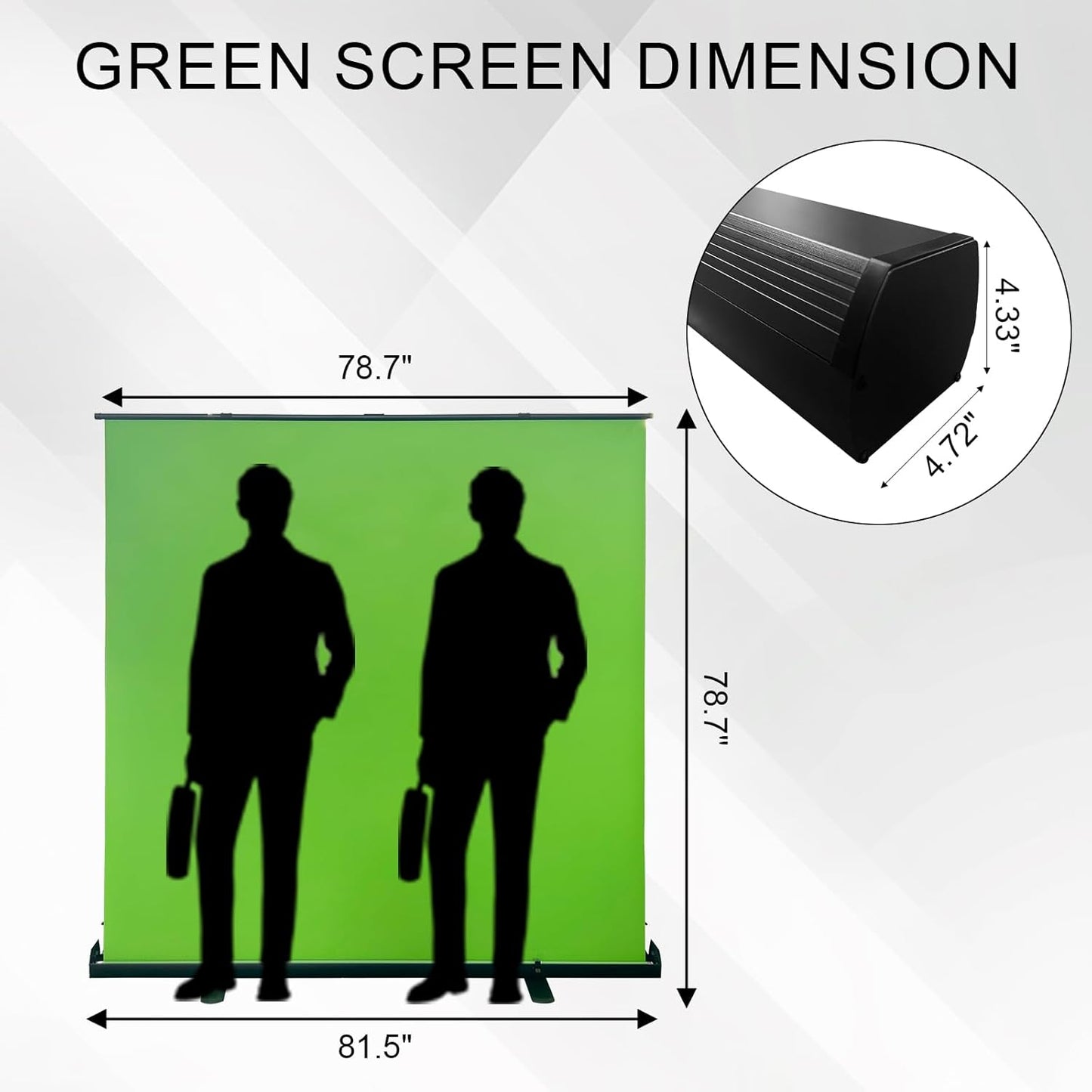 LIHONG Large Green Screen Collapsible Chroma Key Backdrop,Portable Retractable for Video, Live Game,Aluminum Base,Wrinkle Resistant Fabric,Pull-up Style,Auto-Locking Frame (78.7Wx78.7H inch)