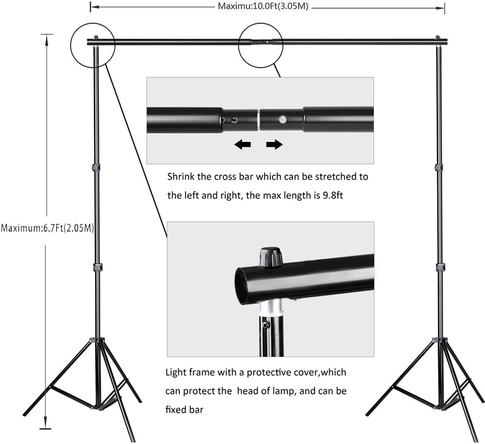 SLOW DOLPHIN Photo Background Support System with Backdrop Stand Kit, 100% Pure Muslin 6.5 Ft x 10 Ft Chromakey Green Screen Backdrop,Clamp, Carry Bag for Photography Video Studio