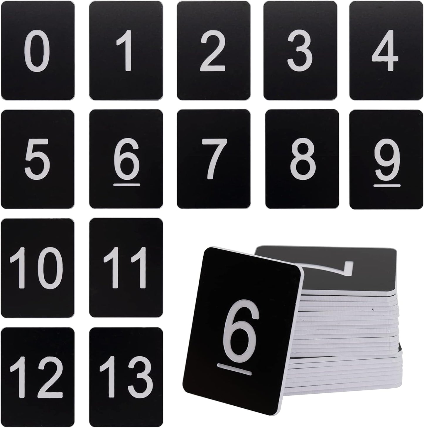 StayMax Rectangle Plastic Numbered Tags Number Disc Number Token (0-50, Black)