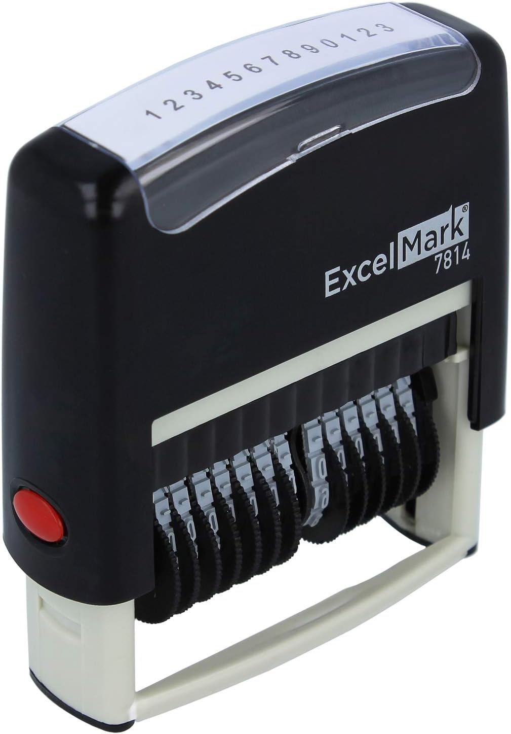 ExcelMark 13 Band Self-Inking Number Stamp - 2" x 1/4" Impression - Black Ink (7814)