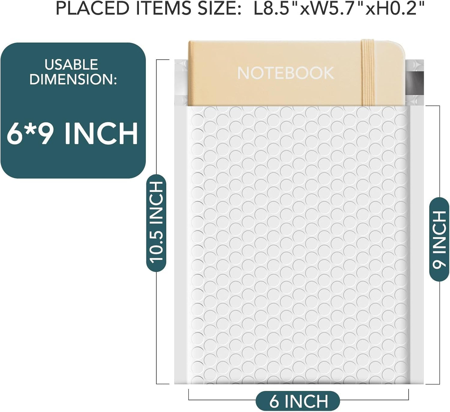 Metronic 9600 Pack Bubble Mailer 6x10 Inch White,Usable Size 6x9" Waterproof Padded Envelopes,Self-Seal Modern Bubble Mailers Cushioning for Shipping,Jewelry Makeup Supplies, Packaging Bulk