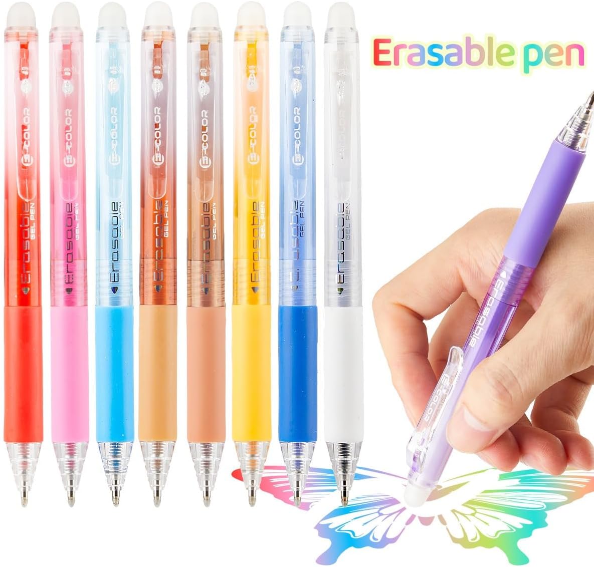 Retractable Erasable Gel Pens Clicker,Fine Point 0.7mm Smooth Writing Pens,Cute Pens For Writing Journaling Taking Notes School Office Home. (24 Colors)