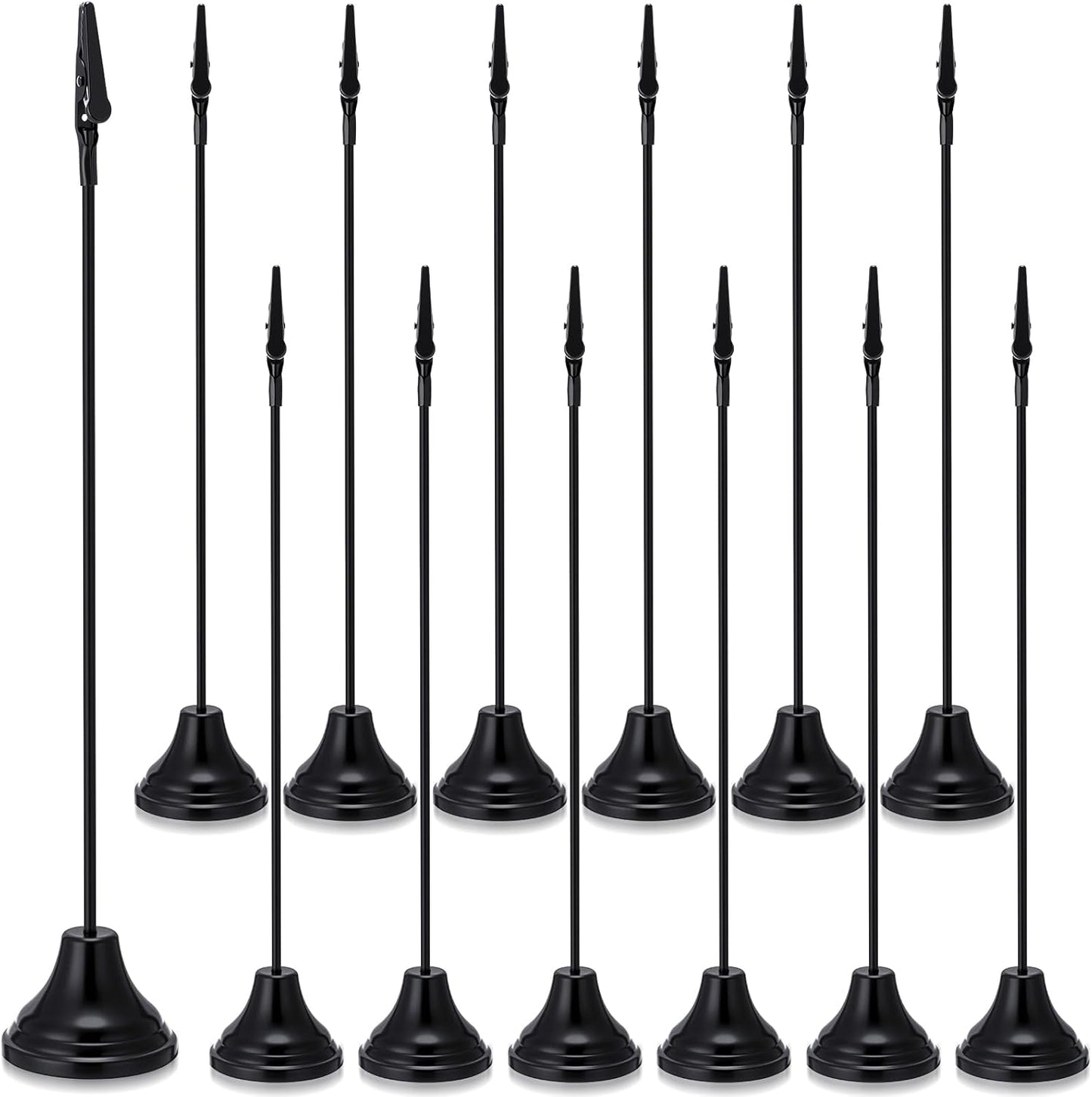 12 Pcs Table Number Holders 12 Inch Place Card Holder with Alligator Clip Metal Place Card Stands Table Sign for Photos, Food Signs, Birthdays, Weddings (Black)