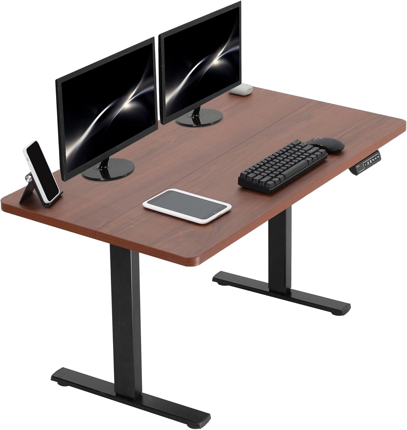 VIVO Electric 43 x 24 in Standing Desk, Memory Height Adjustment, 1B Series, Dark Walnut Top, Black Frame, DESK-1B4D