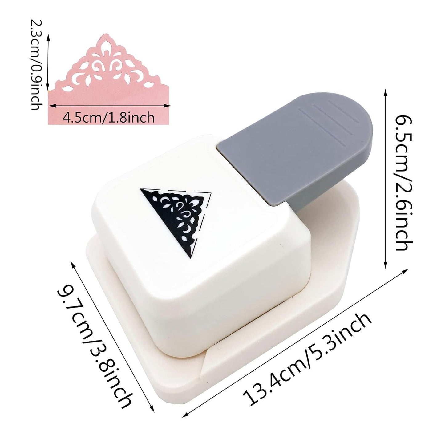 MIAO JIN Large Craft Corner Punch Triangular Flower Pattern Scrapbook Supplies Craft Punch Photo Cutter Card Making Supplies (Shell Color Random)