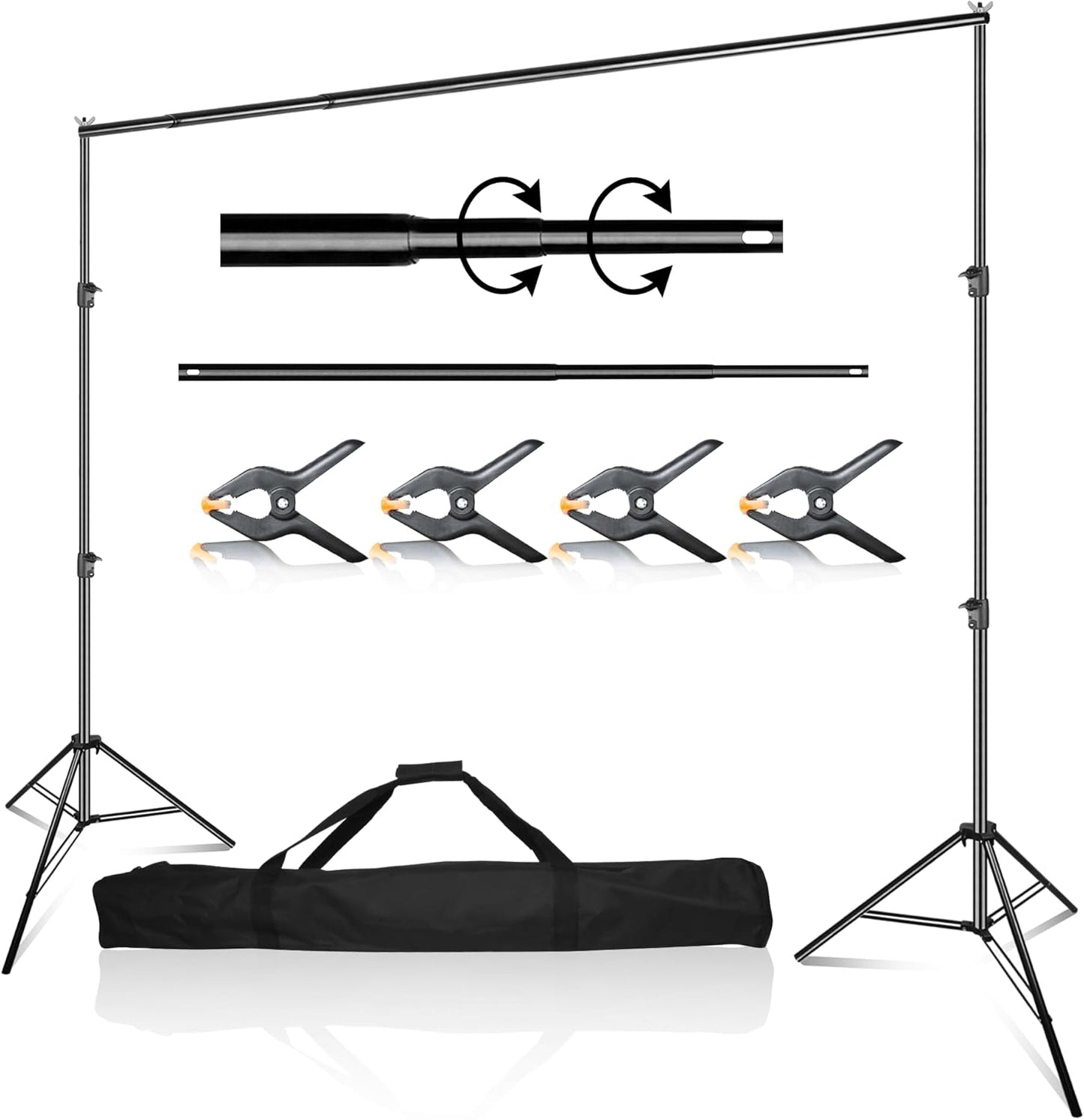 EMART 10 x 10 ft Photo Video Studio Heavy Duty Adjustable Backdrop Support System Kit, Muslin Background Stand with Carry Bag