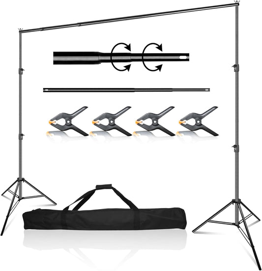 EMART 10 x 10 ft Photo Video Studio Heavy Duty Adjustable Backdrop Support System Kit, Muslin Background Stand with Carry Bag