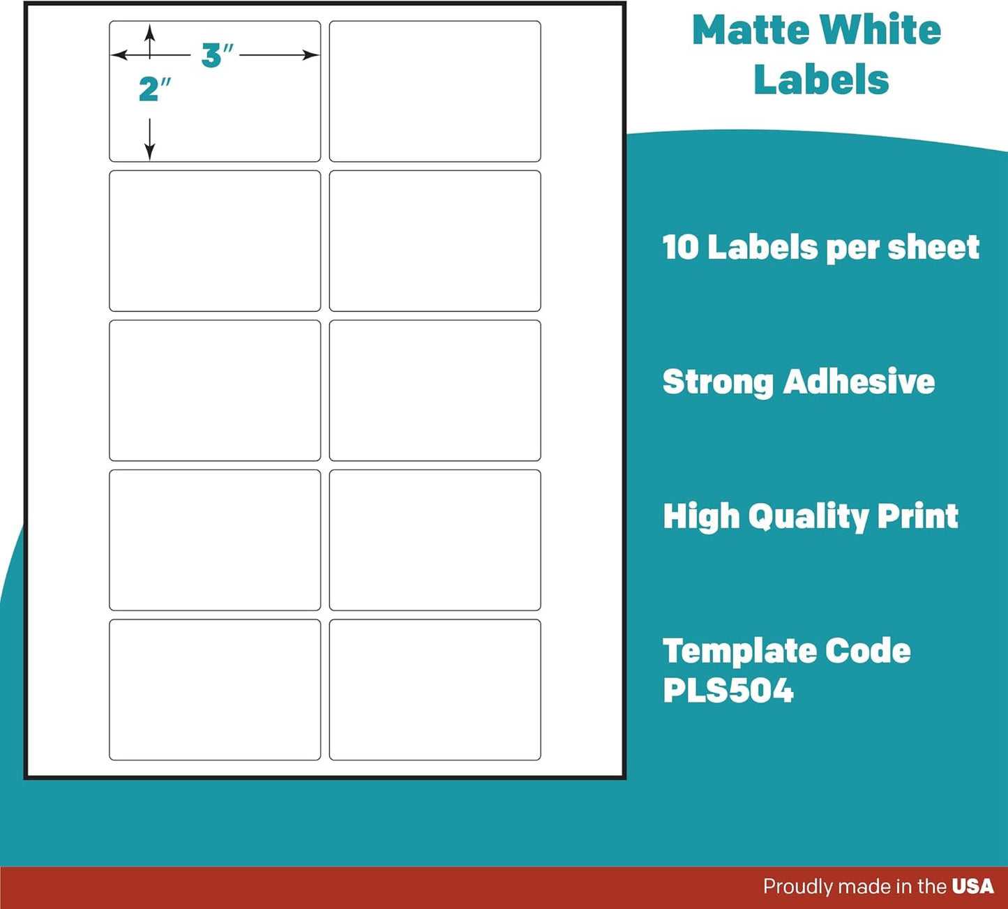 Premium Label Supply White Sticker Product/Shipping Labels – 3" x 2" – Laser/Inkjet Compatible – (10 per Sheet), 25 Sheets – 250 Total Adhesive Labels