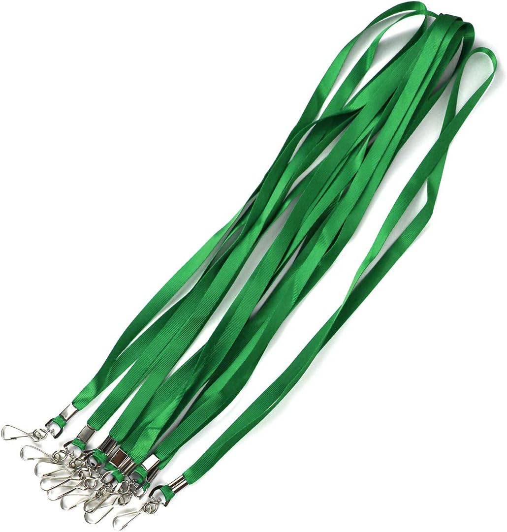 Bird Fiy Green Bulk Lanyards for Id Badges Nylon Neck Flat Lanyard for ID Name Badge Holder/Name Tag (Green, 50Pcs)