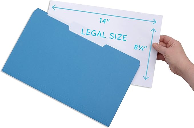 Blue Summit Supplies Blue Legal File Folders, Legal Size, 1/3 Cut Tab, File - Image 2