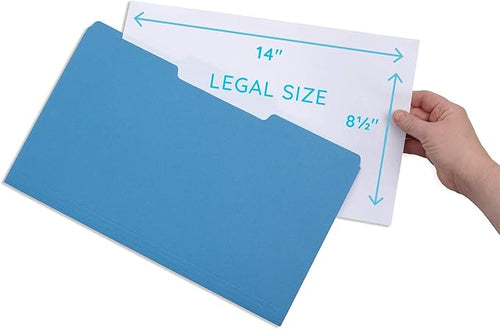Blue Summit Supplies Blue Legal File Folders, Legal Size, 1/3 Cut Tab, File - Image 2
