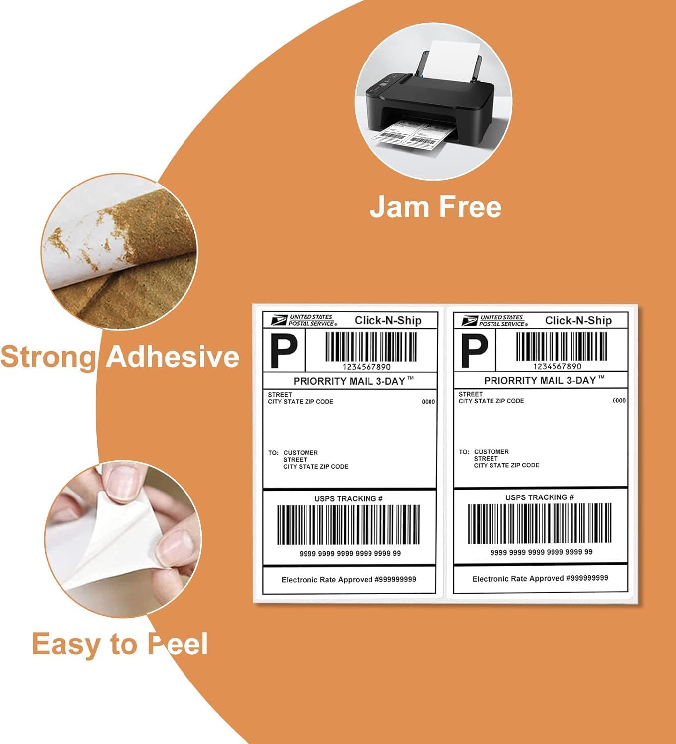 Shipping Labels 2 Per Sheet Round Corner Half Sheet Labels Mailing Labels for Packages Laser & Inkjet Printer Labels, 8126/5126 (500sheet-1000labels)