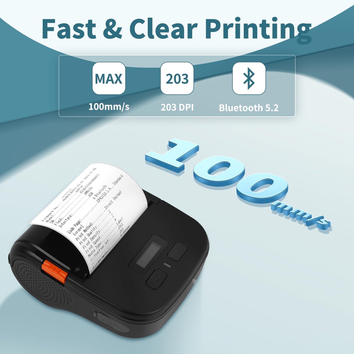 Rongta Bluetooth Label Maker Machine with Tape, Portable Thermal Printer for Small Business,Waterproof Label, Inkless Labeler for Home, Kitchen, School, Office Organization, Black