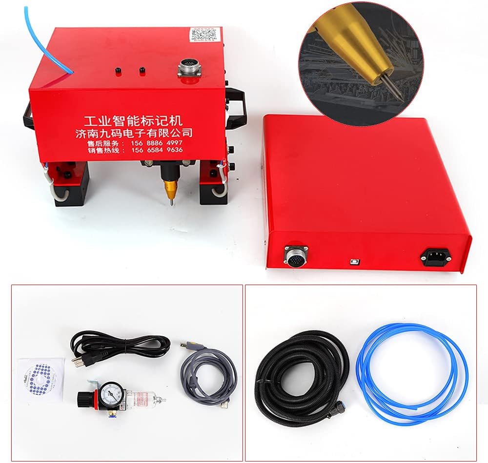 MuChaIOAK Dot Peen Marking Machine, Portable Pneumatic Handheld Dot Peen Marking Machine Tool Engraving Machine for VIN Code Chassis Number kit 110 * 70mm