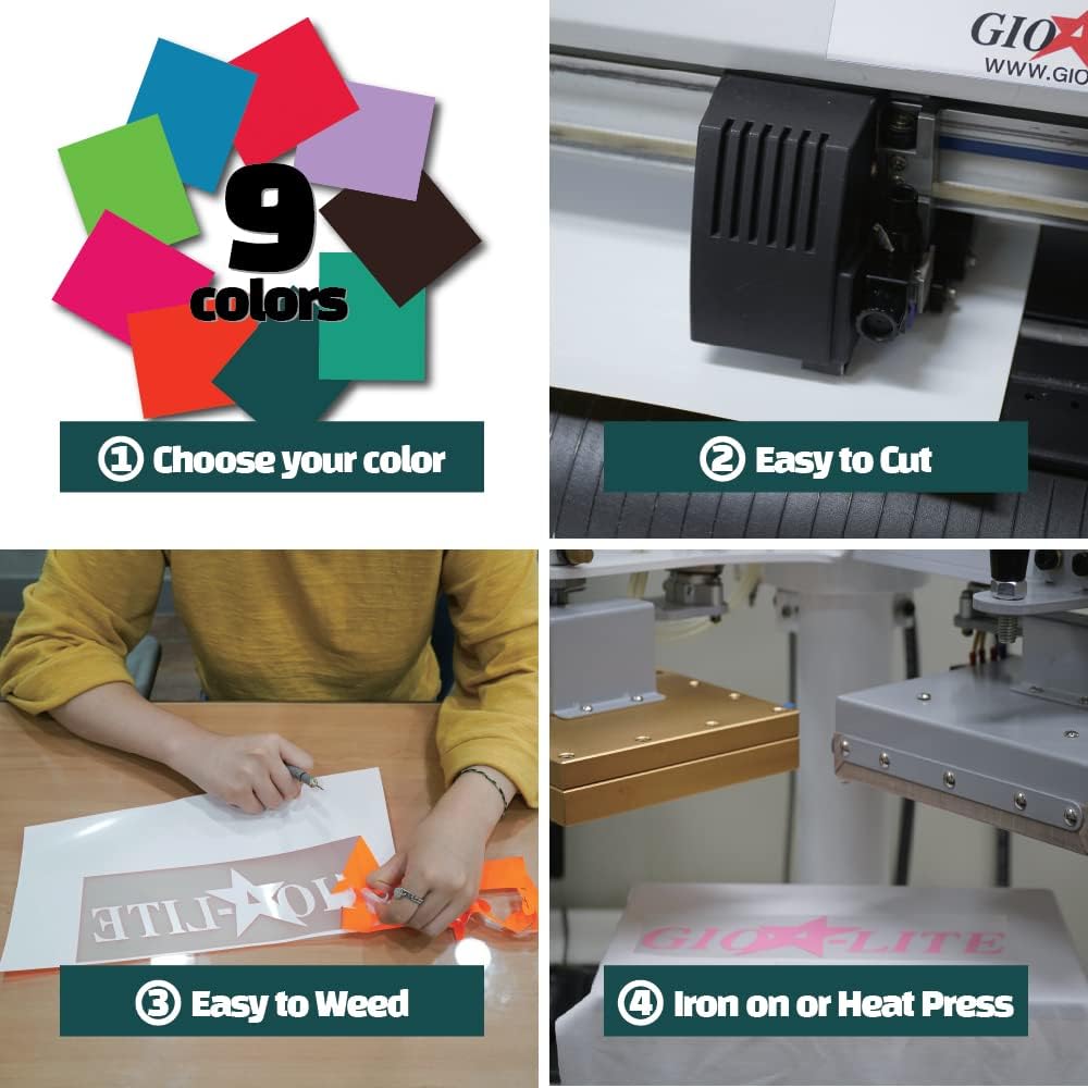 3D Puff Vinyl Heat Transfer 10"x12"-9 Sheets 9 Special Assorted Colors HTV Bundle Iron-On Design for T-Shirt Compatible with Cricut Silhouette Cameo Heat Press Machine Easy to Weed Cut