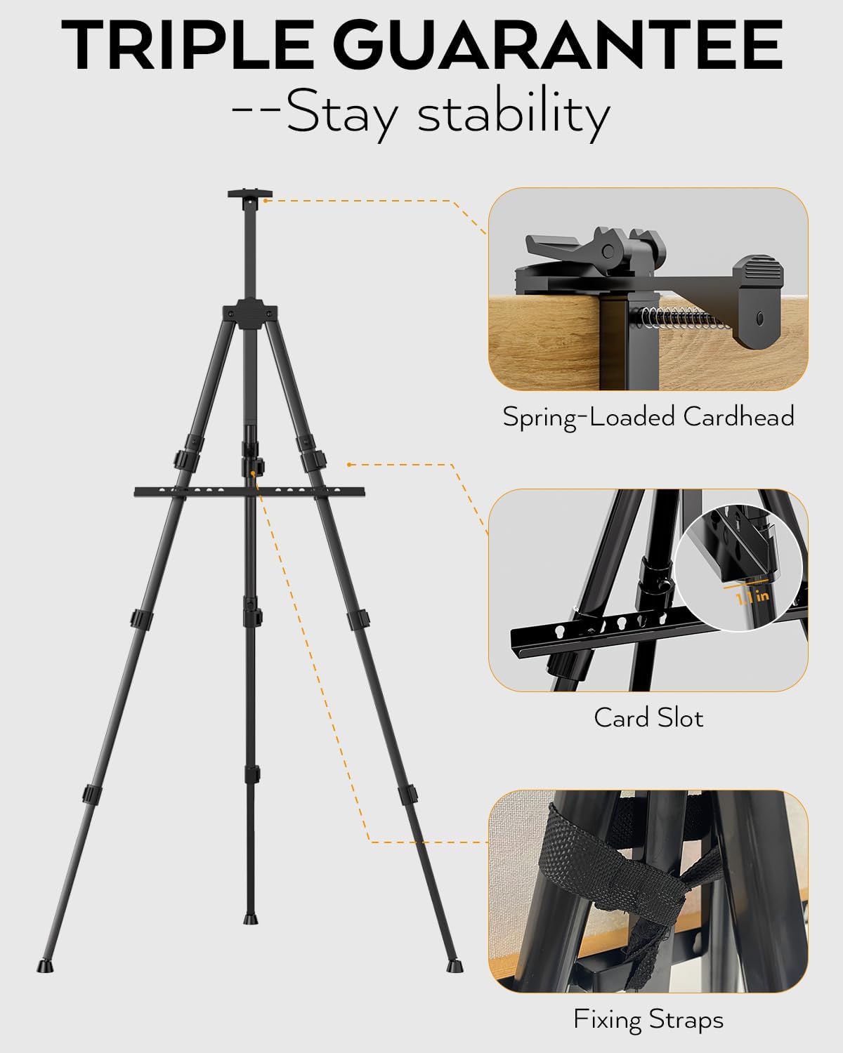 Nicpro Art Easel Stand for Sign - 6 Pack Black Aluminum Tripod Easels, Adjustable Height 17 to 66 inches, for Table-Top/Floor Painting, Display, Poster, Canvas | with Storage Bag