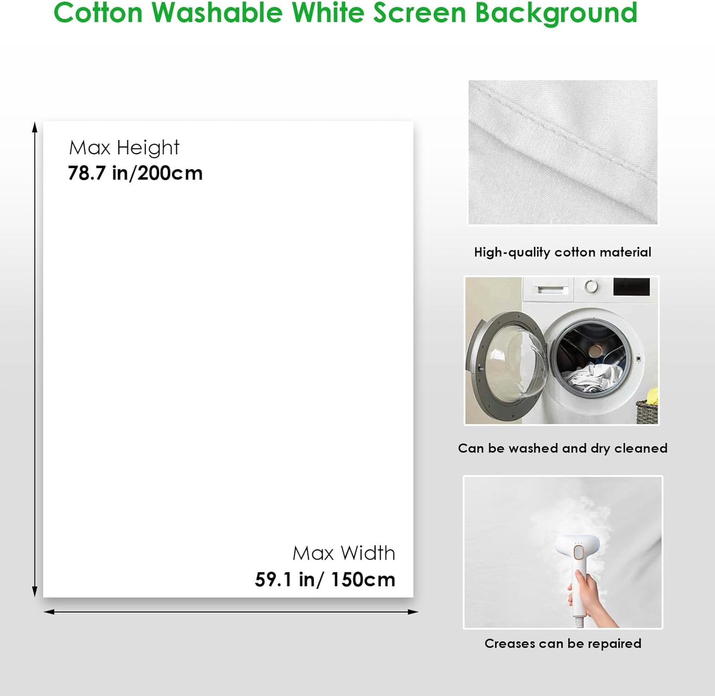 Green Screen Backdrop Kit, Portable Greenscreen Background with T-Shaped Stand, 5 Clamps & Carrying Bag for Photography, Streaming, Zoom, Gaming, (White, 6.5 Feet X 5.0 Feet)