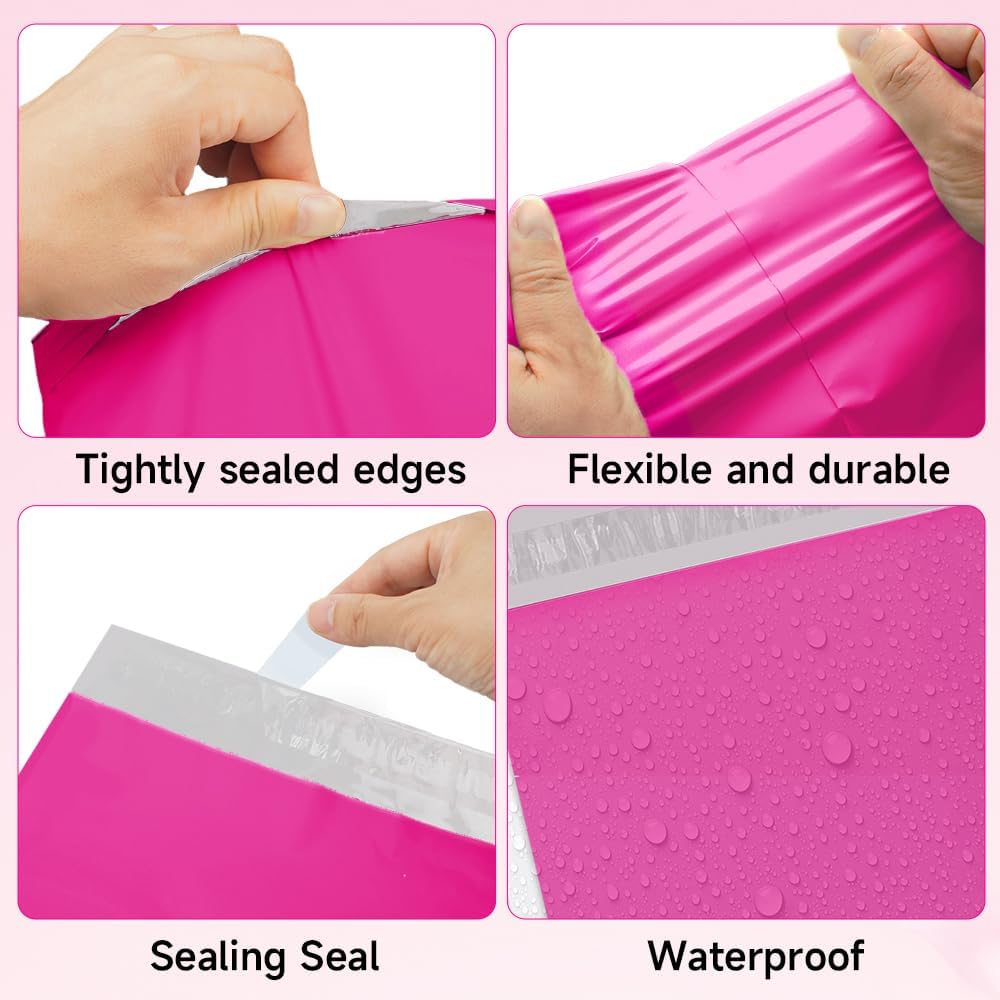 Pink Poly Mailer 12x15.5 Inch 1000pcs Bulk Strong Adhesive Shipping Bags for Small Business Mailing Envelopes for Clothing, Waterpoof Durable Plastic Shipping Packaging Bags