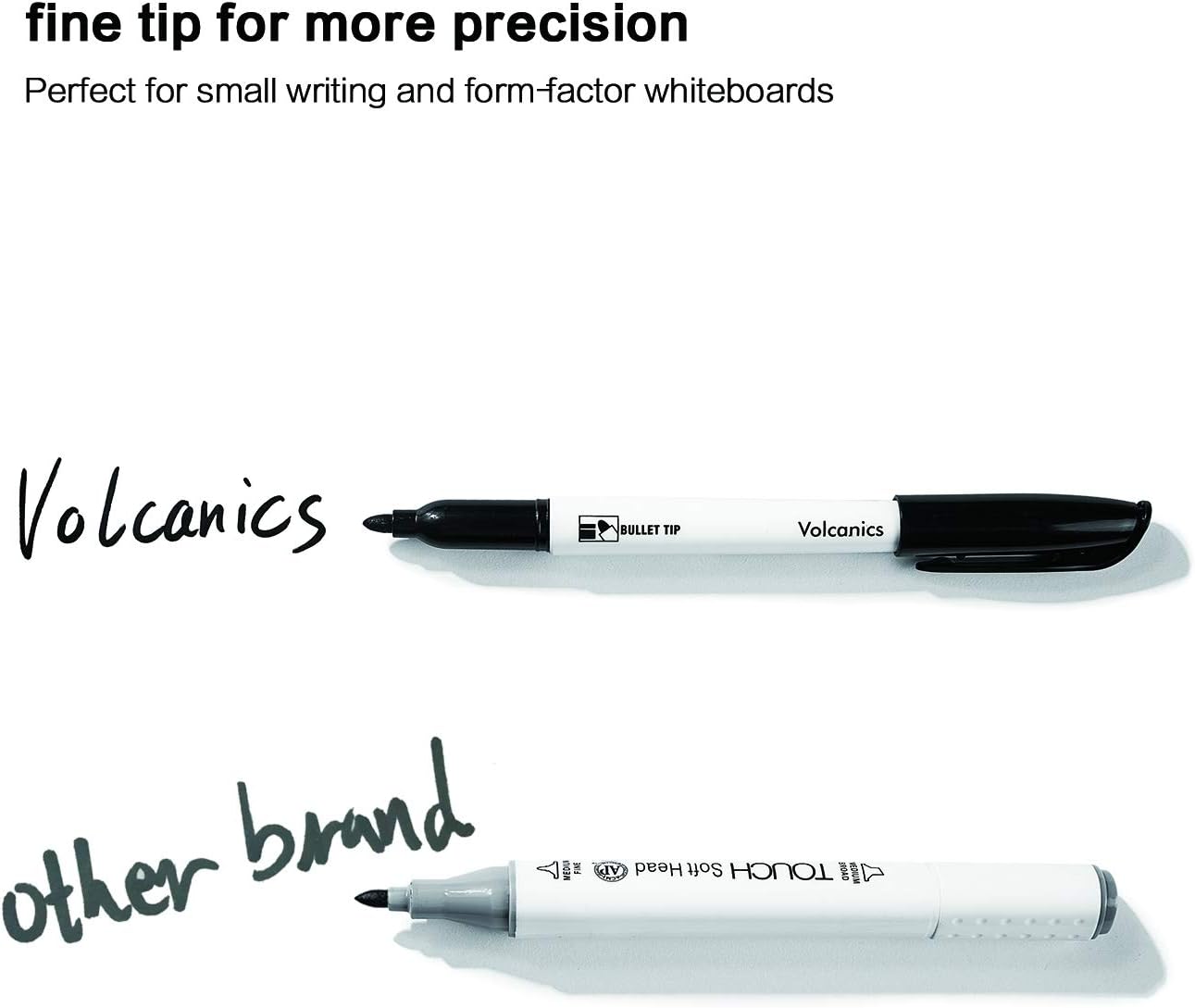 Volcanics Black Dry Erase Markers Low Odor Fine Whiteboard Markers Thin Box of 30