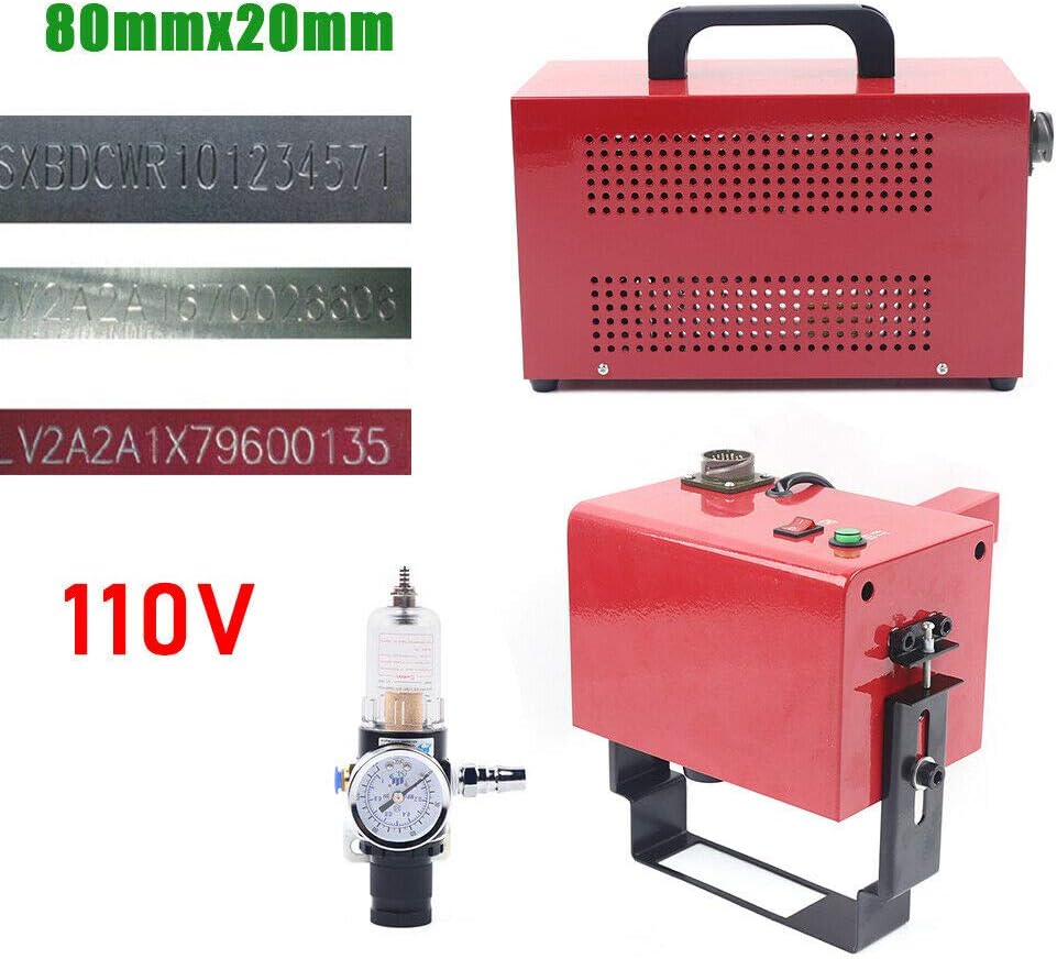 KT-PH03 Handheld Dot Peen Marking Machine, 110V 80x20mm Portable Pneumatic Dot Peen Marking Machine Air Power Metal/Dot Peen Mark Engraving Machine for VIN Code, Number Letter