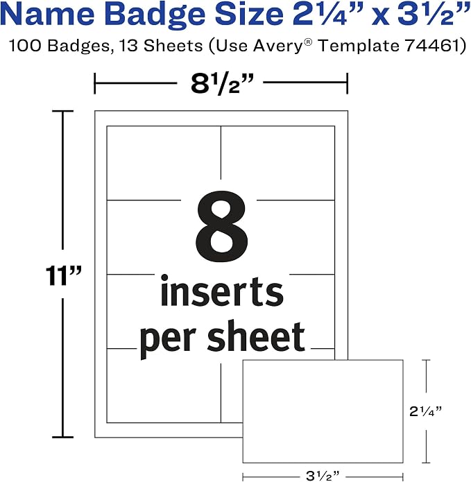 Avery Customizable Name Badges, Clip Style, 2.25" x 3.5", 100 per Pack - Image 4
