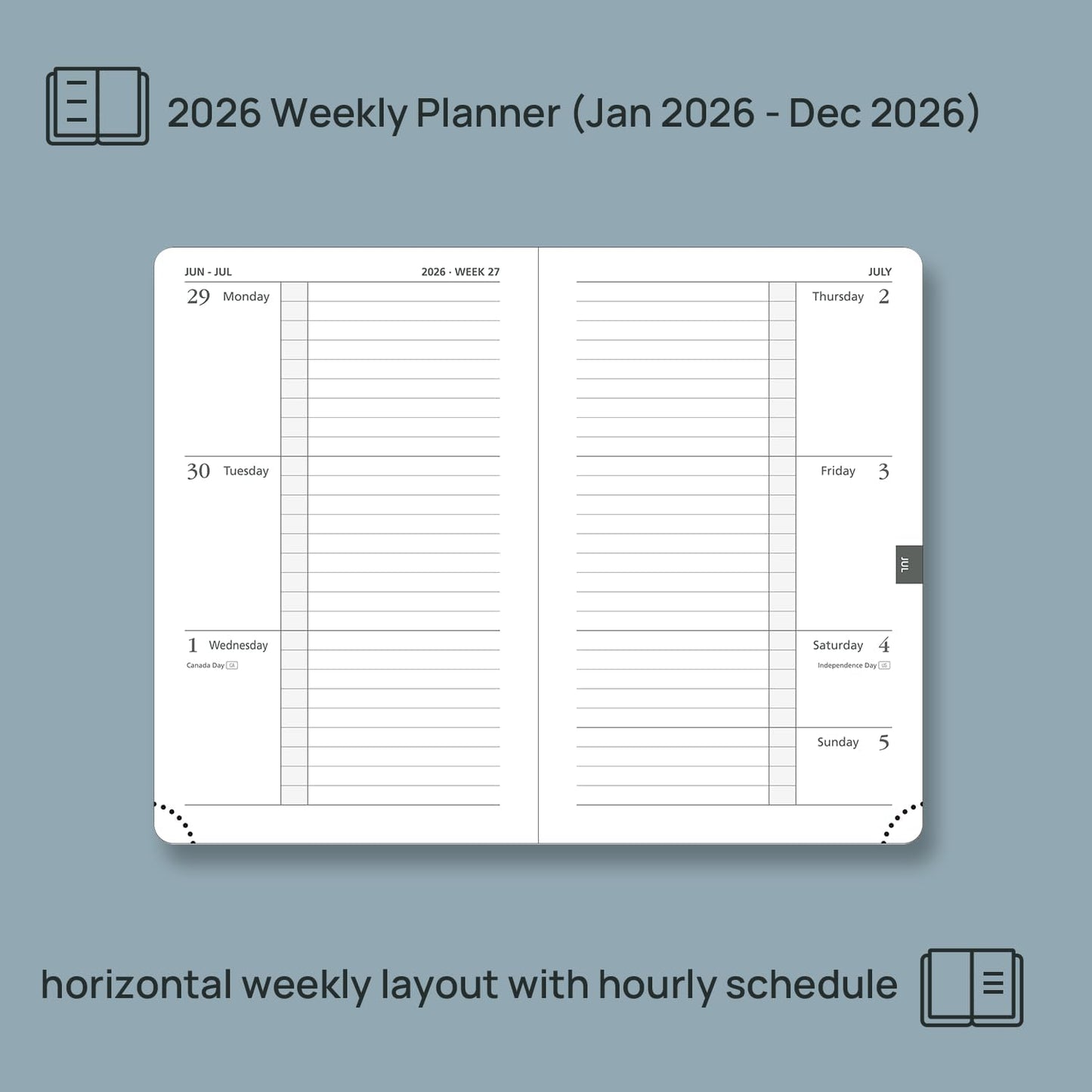 POPRUN Weekly Planner 2026 Calendar (Pocket 4'' x 6.25'') 12 Months Notebook with Horizontal Layout, Leather Hardcover, Inner Pocket, 100GSM Thick Paper, Pen Holder TJ - Soft Pink