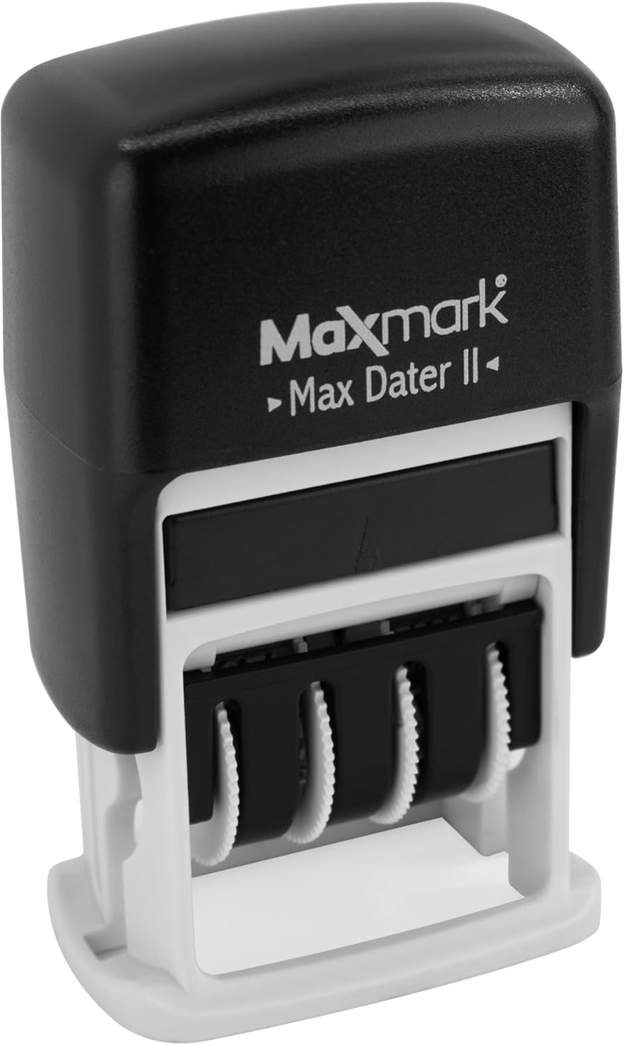 MaxMark Self-Inking Rubber Date Office Stamp with DEPOSITED Phrase Blue Ink & Date RED Ink (Max Dater II), 12-Year Band