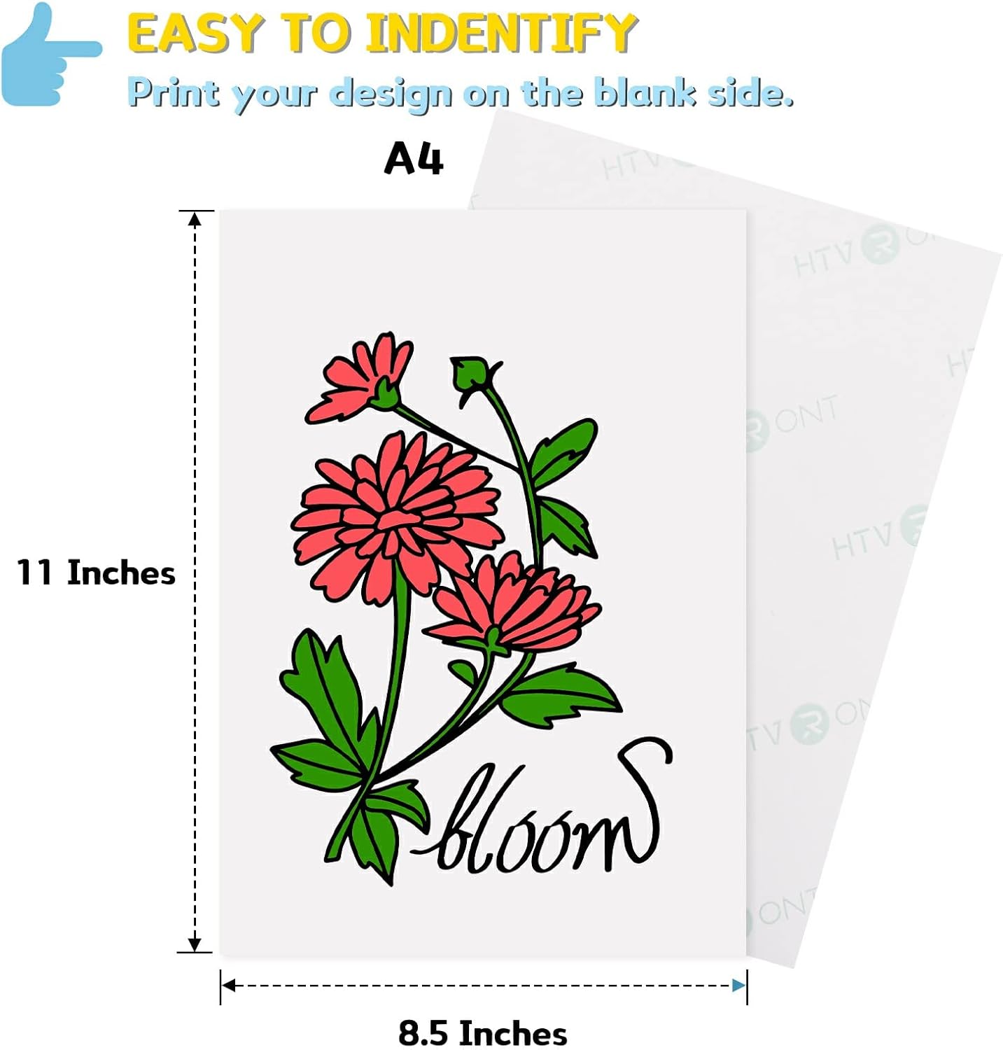 HTVRONT Heat Transfer Paper for Dark T Shirts -50 Pack 8.5x11" Iron on Transfer Paper for Inkjet Printer, Easy to Use Printable Heat Transfer Vinyl, Vibrant Color, Durable & Soft