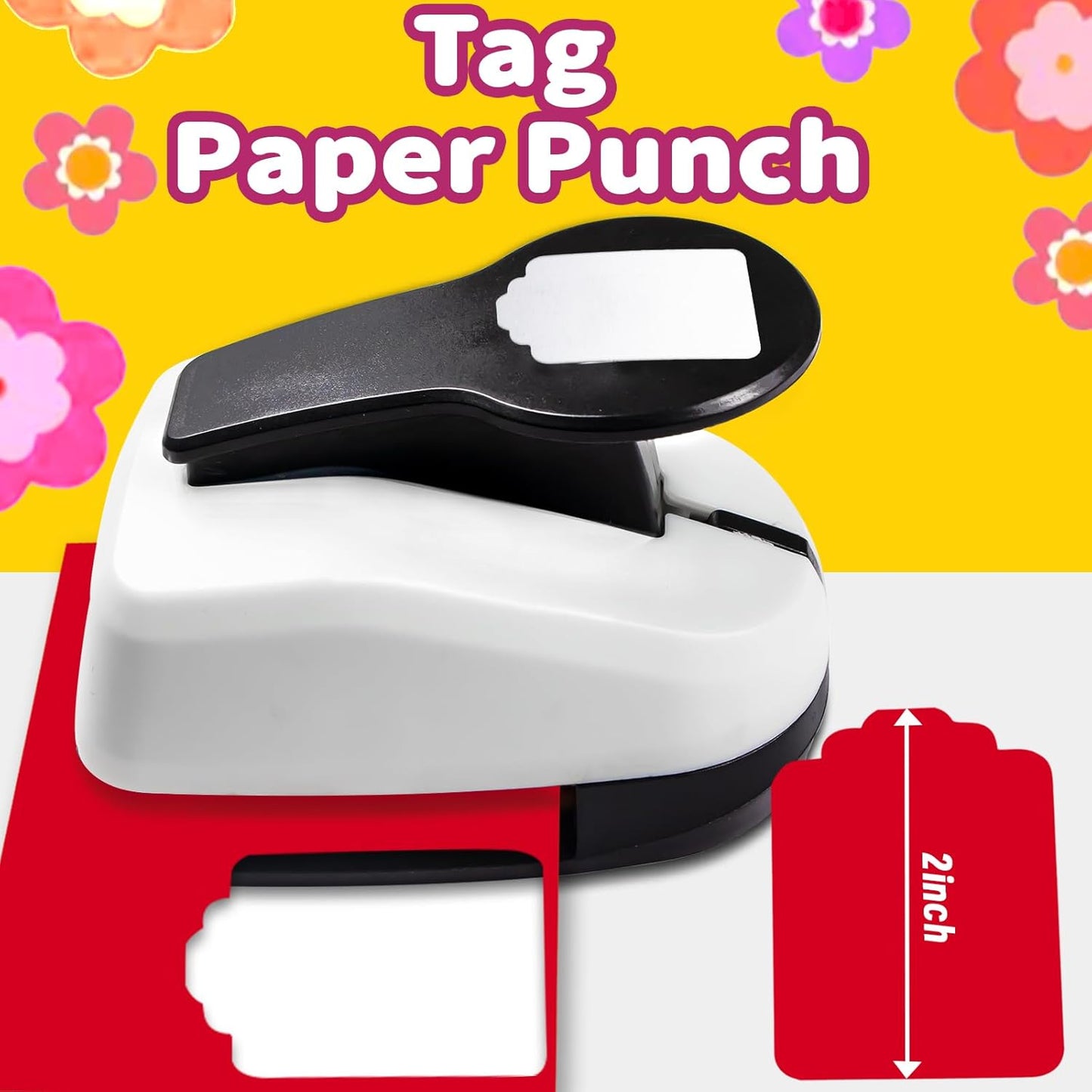 HKKYO 2 inch Tag Punch, Paper Punches, Tag Punches for Paper Crafts, Hole Puncher for Tags, Gift Tag Punch, Craft Punches for Paper Crafts, Tag Cutter Punch, tag Maker