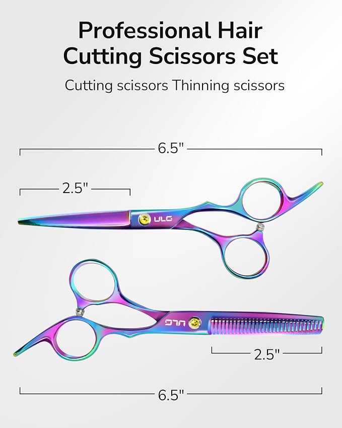ULG Professional Hair Scissors Kit Right-Hand Razor Edge Barber Scissors Salon - Image 4